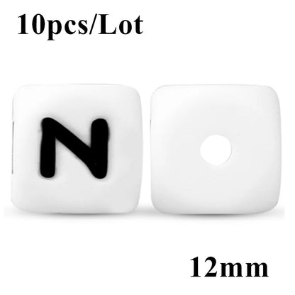 Kovict 10~50Pcs/Lot Silicone Letters Bead 12mm English Alphabet Beads For Jewelry Making DIY Personalized Name Chain Accessories