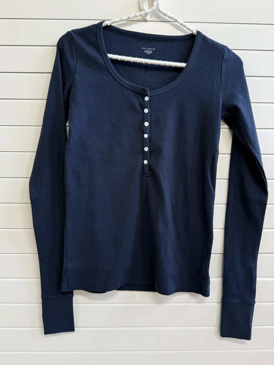 Retro White Ribbed Button T-shirts Women Spring Cotton Round Neck Long Sleeve Tees Female Y2k Streetwear Casual T Shirt Tops