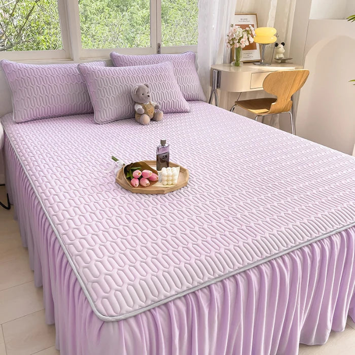 Princess wind ice silk latex mat bed skirt three-piece summer single soft mat bed sheet air conditioner mat machine washable