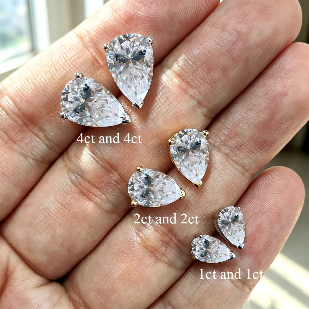 COSYA D Color 1-4CT Pear Cut Moissanite Earrings for Women S925 Silver Plated 18K Gold Waterdrop Diamond Dainty Fine Jewelry