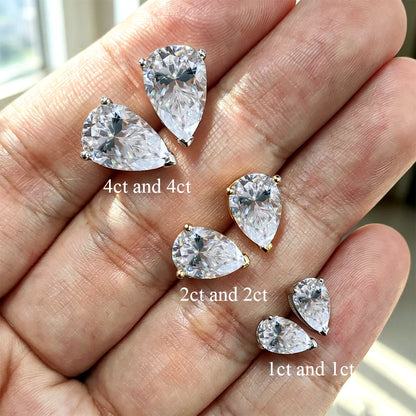 COSYA D Color 1-4CT Pear Cut Moissanite Earrings for Women S925 Silver Plated 18K Gold Waterdrop Diamond Dainty Fine Jewelry