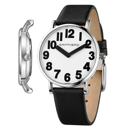 SAPPHERO Women's Casual Quartz Watch PU Leather Strap Alloy Case Pin Clasp Minimalist Wrist Watch 3ATM Waterproof Gift for Women