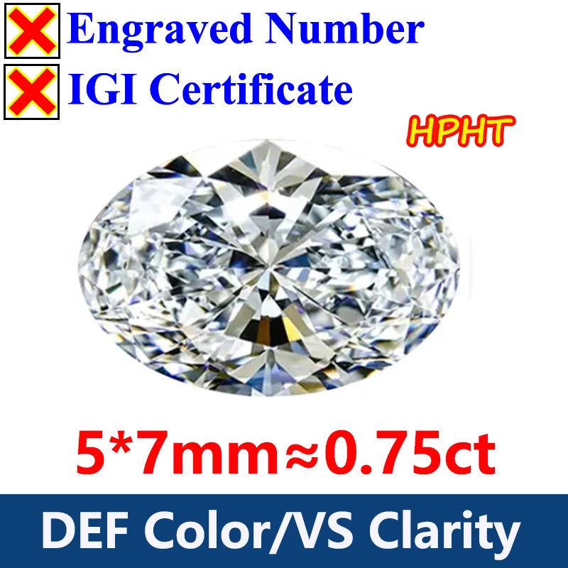 GH Color Oval HPHT Lab Grown Diamond No IGI Certificate 3EX DEF Color VS Clarity Pear CVD Lab Grown Diamond Gems