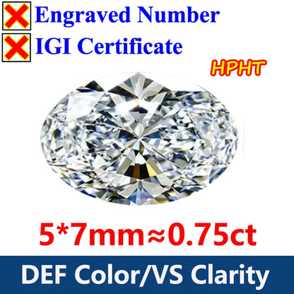 GH Color Oval HPHT Lab Grown Diamond No IGI Certificate 3EX DEF Color VS Clarity Pear CVD Lab Grown Diamond Gems