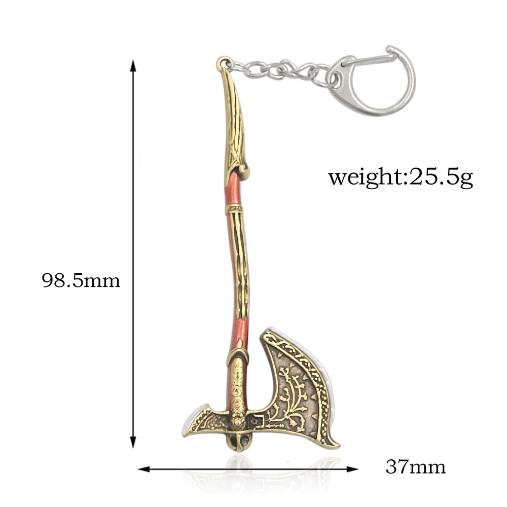 New God of War 5 Ragnarok Keychain Thor's Hammer Mjolnir Key Chain Levitan's Axe Keyring Blades of Exile Chaos Game Accessories