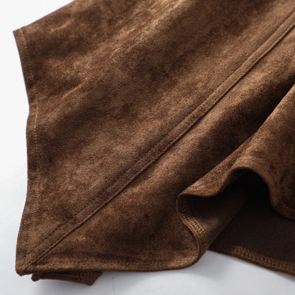 ZJYT Fall Winter Midi Suede Skirts for Women 2026 Fashion High Waist Irregular Vintage Casual Skirt Ladies Bottoms Brown Black