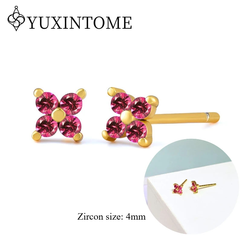 925 Sterling Silver Ear needles Crystal Zircon Small studs Earrings for Women gold-plated round Piercing Earrings New in 2022