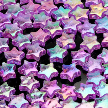 50pcs Transparent AB Color Five-pointed Star Acrylic Beads Loose Spacer Beads for Jewelry Making DIY Craft