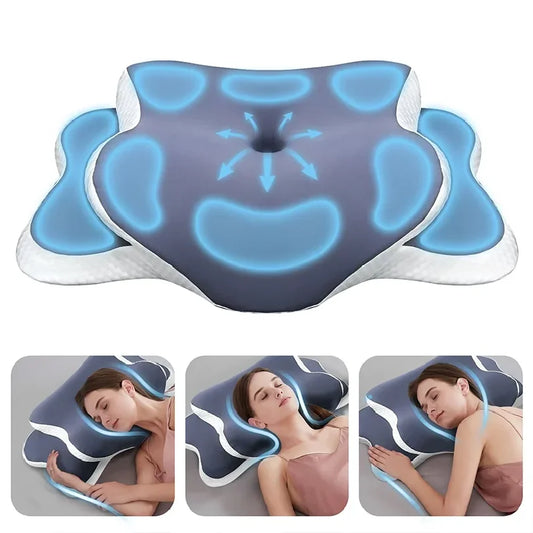 Solvath Memory Foam Pillow Cervical Orthopedic Neck Pillow for Side Back Stomach Sleepers Ergonomic Contour Pain Relief