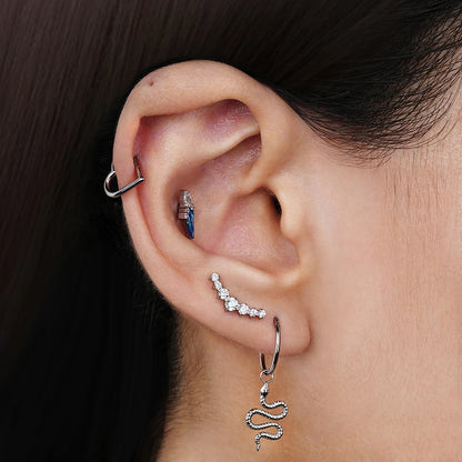 Right Grand ASTM F136 Titanium 16G CZ Cluster Climber Stud Earring Labret Helix Tragus Cartilage Stud Flatback Piercing
