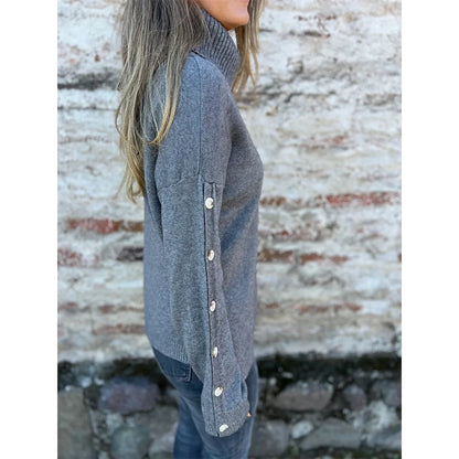 Winter Fall High Neck Knitted Sweate Women Solid Color Warm Casual Long Sleeves Pullover Top