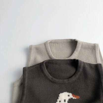 New Children Sleeveless Sweater Cartoon Animals Toddler Kids Cotton Vest Coat Boys Knit Waistcoat Girls Clothes Casual Outerwear