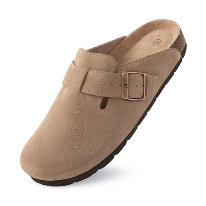 Bebealy Fashion Suede Clogs Slippers Women Clogs Slippers Cork Footbed Women Mules Nonslip Beach Sandals With Arch Support Slide