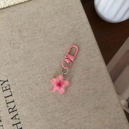 Sweet Colorful Jelly Flower Key Chain Color DIY Flower Cute Keychains Pendant Resin Bag Pendant Keyring Jewelry