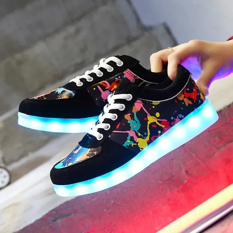 Maogu 2026 Adult Unisex Womens Mens Kid Luminous Sneakers Glowing USB Charge Boys LED Colorful Light-up Shoes Girls Footwear