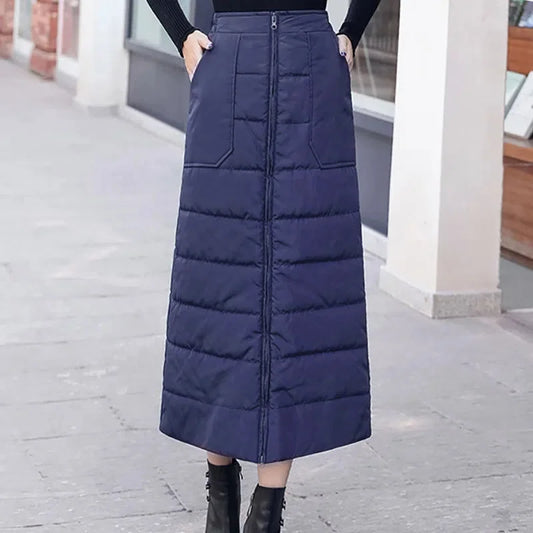 Women's Quilted A-Line Long Skirt