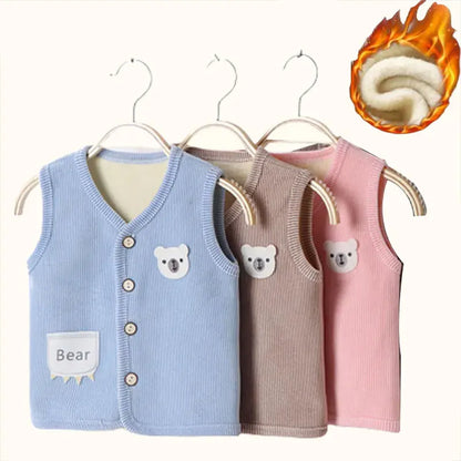 Kids Clothes Waistcoat Children's Vest Boy Girl Thicken Velvet Lining Keep Warm Jackets Vest Children's Clothing Autumn Winter