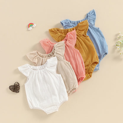 Citgeett Summer Infant Baby Girls Bodysuit Sleeveless Off Shoulder Solid Casual Daily Jumpsuit Clothes