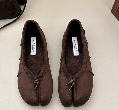 Fashion Bowknot Split Toe Women Tabi Ninja Ballet Flats Slippers Comfortable Walking Loafers Sweet Ladies All-match Mules Shoes