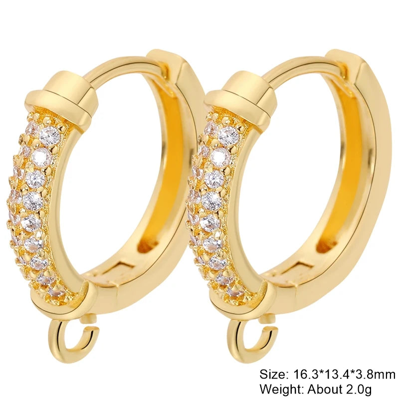 Juya Handmade 18K Real Gold Plated Earwire Fasteners Earring Hooks Accessories For DIY Women's Anti-Allergy Earrings Making