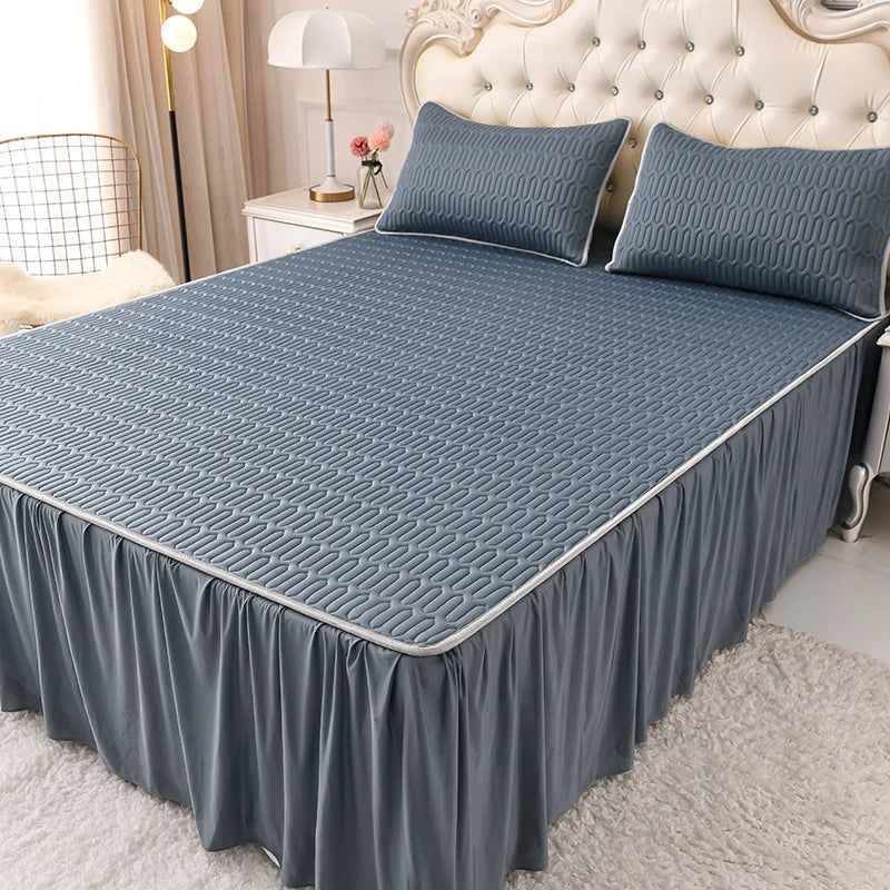 Princess wind ice silk latex mat bed skirt three-piece summer single soft mat bed sheet air conditioner mat machine washable