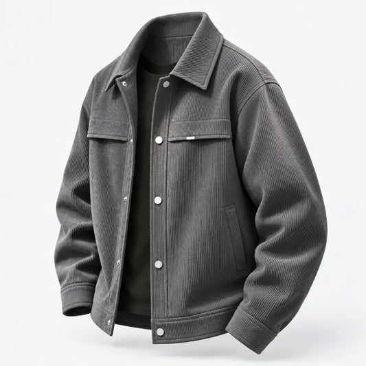 Men's Corduroy Overshirt Snap Button Front Dual Flap Chest Pockets Turn Down Collar Long Sleeve Regular Fit Casual Jacket