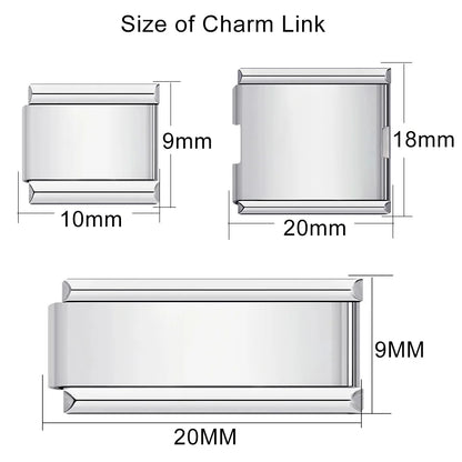 GEMOSA 1pc Personalization Laser Customized Name Message Logo Italian Charm Link Fit 9/18mm Stainless Steel Bracelet DIY Beads
