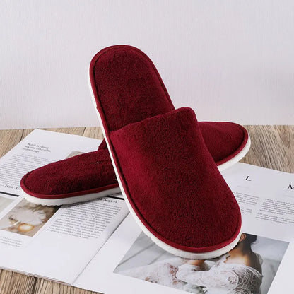 5 Pairs/Lot Winter Cotton Slippers Men Women Disposable Hotel Slippers Home Plush Slides Travel SPA Hospitality Guest Footwear
