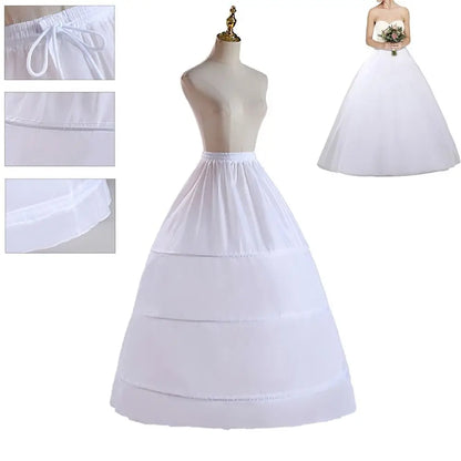 New Fashion White Petticoat 3-Hoops Ball Gown Petticoats Long Underskirt Crinoline Crinoline Skirt Flower Dress Accessories
