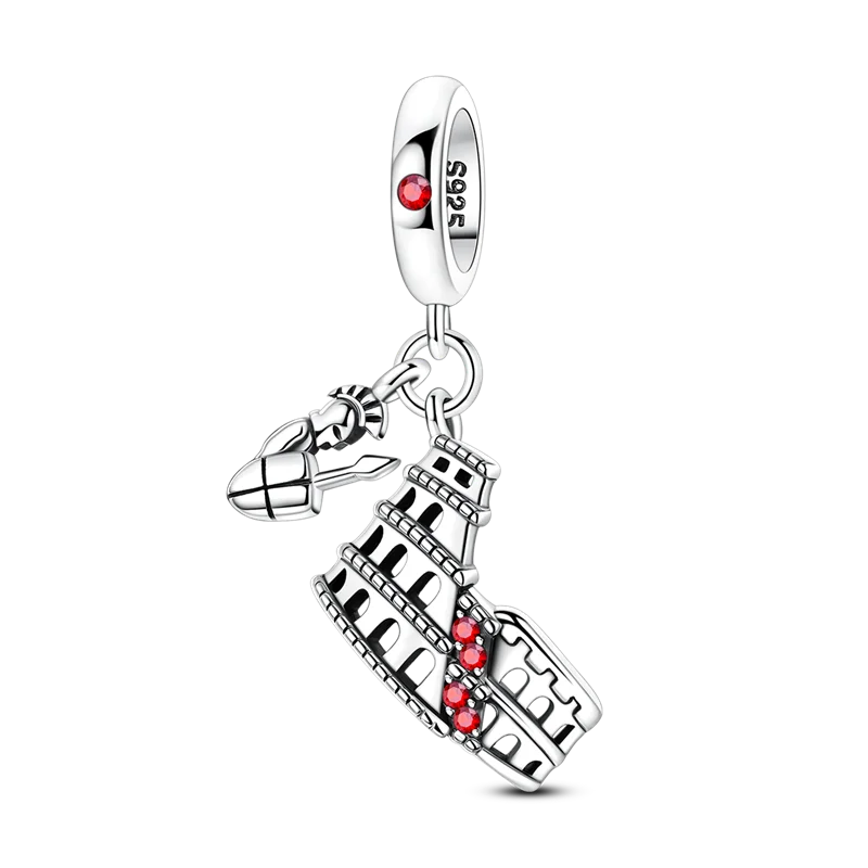 925 Sterling Silver Famous Buildings Charms Bead Milan Cathedral Colosseum Eiffel Tower Dangle Fit Original Bracelet DIY Jewelry