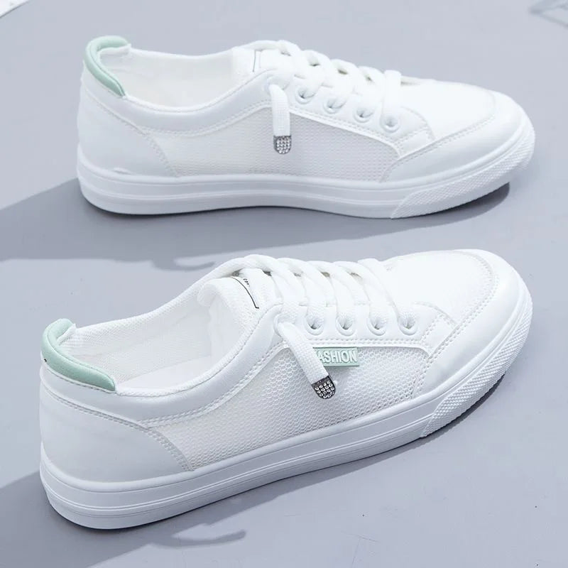Fashion Women Sneakers Vulcanize Shoes Spring Autumn Casual White Shoes Breathable Flats Solid Color Mesh Shoes Young Woman