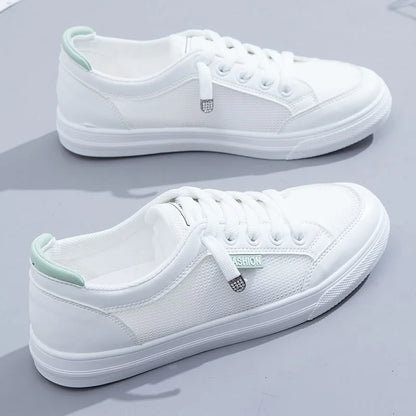 Fashion Women Sneakers Vulcanize Shoes Spring Autumn Casual White Shoes Breathable Flats Solid Color Mesh Shoes Young Woman