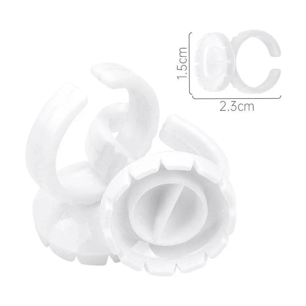 Wholesale100Pcs  Tools Lash Disposable Container Tattoo Pigment Eyelash Extension Cup Rings Holder Eyelash Glue Fan Supplies
