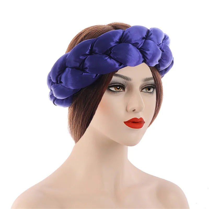 Exaggerated Satin Braid Headband for Women Lady Party Headpiece Candy Color Head Bands