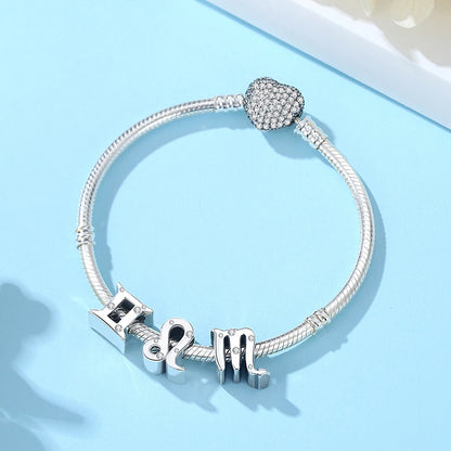 Original 925 Sterling Silver Charms Beads 12 Zodiac A-Z Letters Virgo Aries Fit Brand Bracelets Necklaces Jewelry For Women