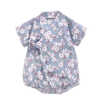 0-18M Summer Baby Girl Boys Clothing  Rompers Jumpsuit Short-sleeved Floral Print  Cute Soft Newborn Infant Baby Kimono Playwear
