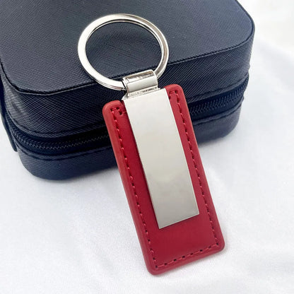 Hot Custom Logo Metal Stainless Steel for Car Moto Keychain Men and Women Keyring Leather Engraved Engraving Key Chain Gift