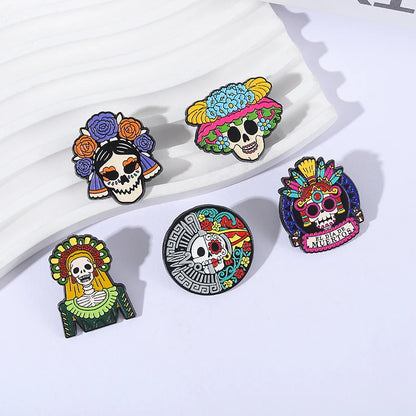 La Calavera Catrina Mexico Day Of The Dead Enamel Pins Custom EL DIA DE MUERTOS Festival Skull Brooches Lapel Badge Jewelry Gift