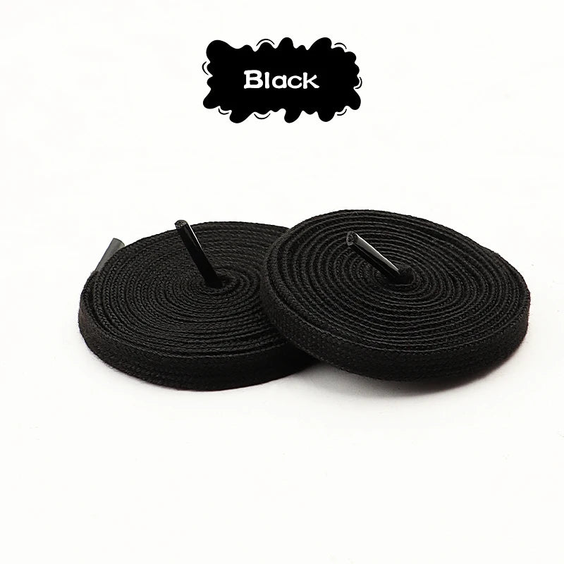 1Pair/3Pair Classic Solid-Color Flat Laces Premium Cotton Casual Shoelaces Sneaker 0.8cm Width Shoelace Length 100/120/140/160cm
