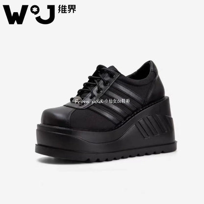 2025 Demonia Women Same Platform Goth Punk Style Lace-up Big Head Muffin Bottom Subcultural Small Leather Shoes
