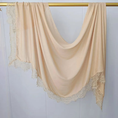 Ramadan Rayon Cotton Modal Hijab Scarf Lace L Edge Splicing Turban Breathable Shawl Cotton Plain Scarf Headscarf Women Hijabs