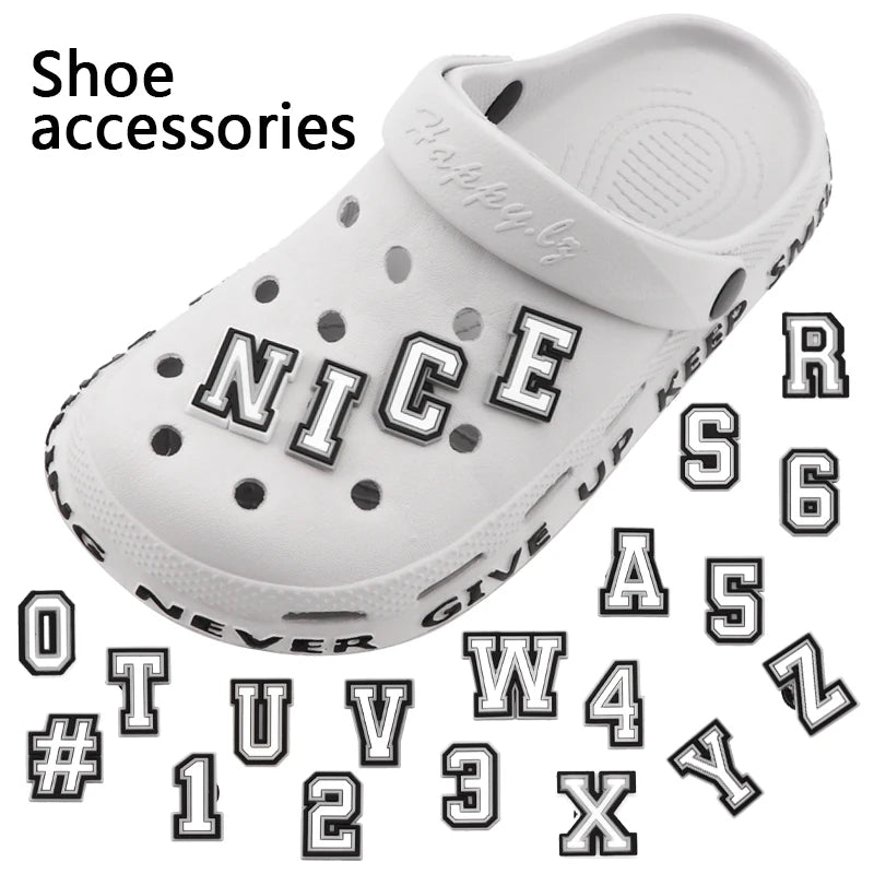 1 PCS Letter Charms for Clog Sandals Shoe Decoration 0-9# Number Alphabet ABC-Z Characters DIY Shoes Pins for Boy Girl Men Women