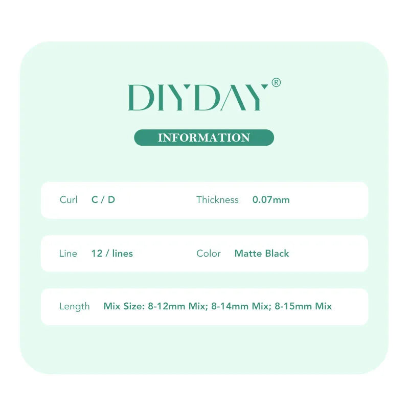 DIYDAY U-6D Eyelash Extension Handmade U-shaped 6D Premade Volume Lashes BASF PBT Fiber Nartural Mink U6D False Eyelash