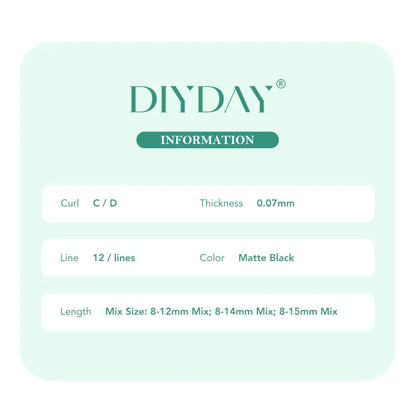 DIYDAY U-6D Eyelash Extension Handmade U-shaped 6D Premade Volume Lashes BASF PBT Fiber Nartural Mink U6D False Eyelash