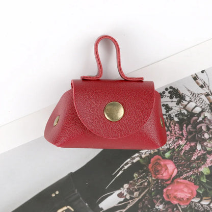 LATS Retro Cute Small Leather Bag Long Necklace for Women Fashion Sweater Chain Neck Hanging Jewelry Versatile Accessory Gift