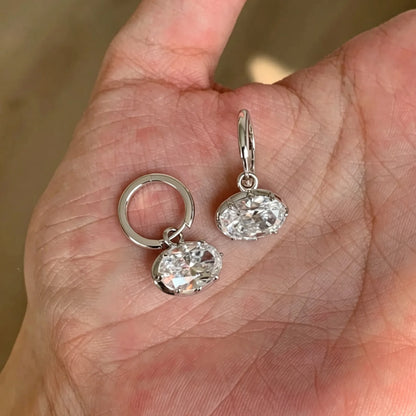 Fresh elegant simple earring Drape high-end fashion oval diamond pendant earrings for women suitable for daily jewelry gifts