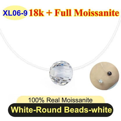 0.5ct-5ct Classic Fish Line Full Moissanite Necklace For Women S925 Silver Plated 18k D Color VVS1 Women's Moissanite Chain Gift