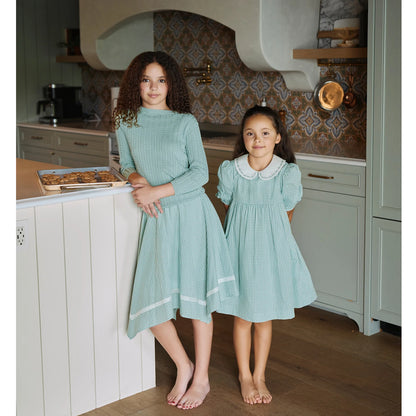 AS SS26 Sage Collection 100% Cotton Gingham Girls Embroidery Collar Dress Cable Sweater Top Brother Sister Family Matching