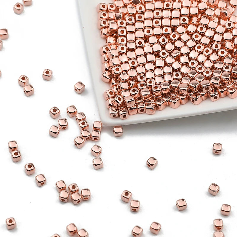 100-400pcs Gold Color Beads 4mm 6mm CCB Cube Crown Heart Pendant Star Spacer Loose Beads for Love Jewelry Making Bracelets DIY S