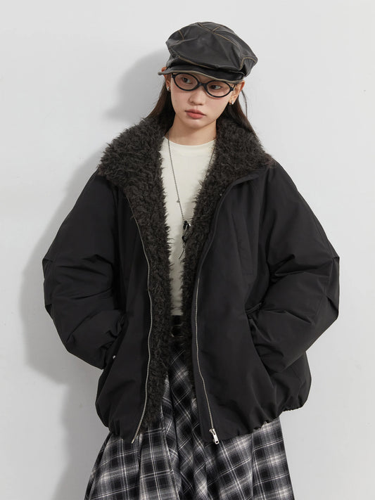 CHIC VEN Women Down Coats Loose Casual 90 White Duck Down Jacket Plush Splice Female Warm Overcoat Autumn Winter 2025